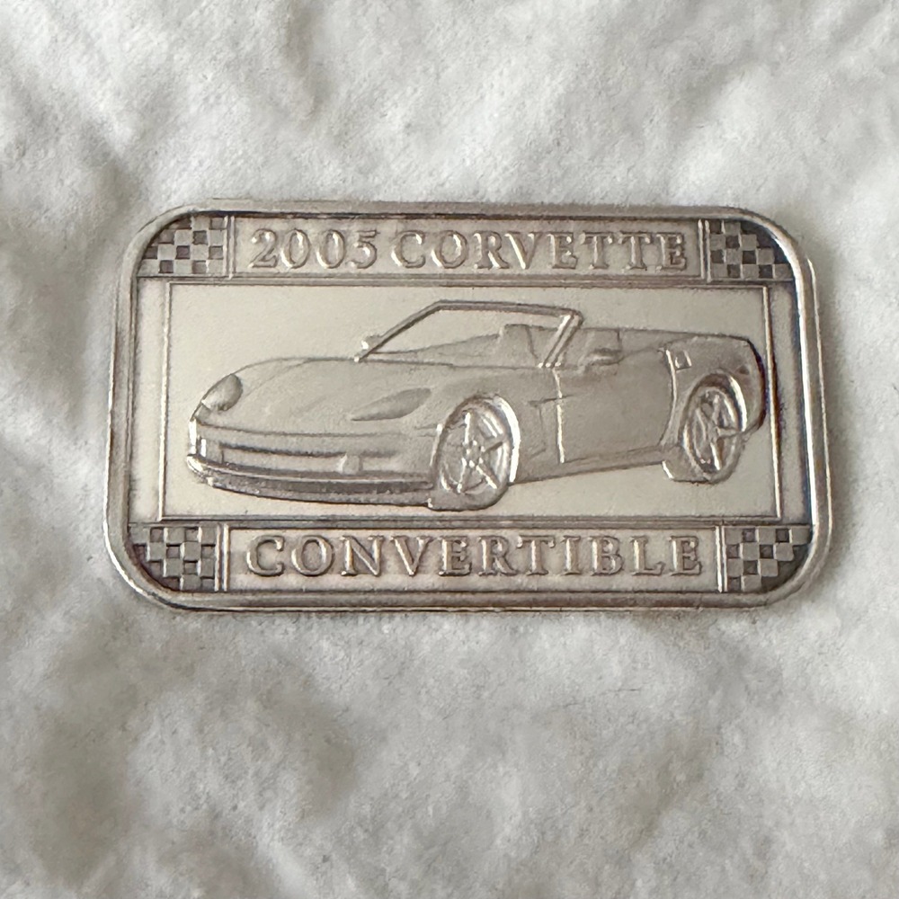 2005 Corvette Convertible One Troy Ounce .999 Fine Silver Rare Collectible